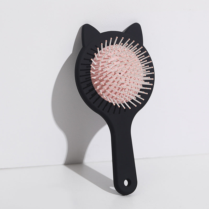 Cute Cartoon Cat Massage Hair Comb with Elastic Grip